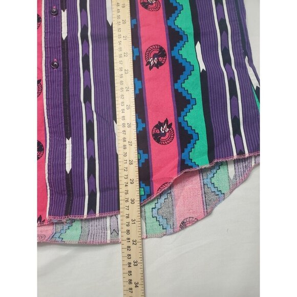 Wrangler Brushpopper Shirt Sz Xlong Tails 16.5-36 Striped Native American Aztec - Picture 8 of 16